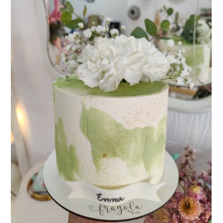 Tarta con flores y textura