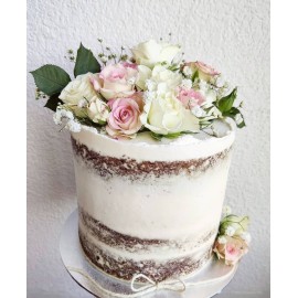 Tarta de boda naked con flores